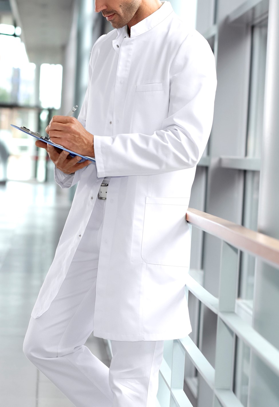 Camice Slim Medicale In Cotone Uomo Bianco Con Tasca Interna