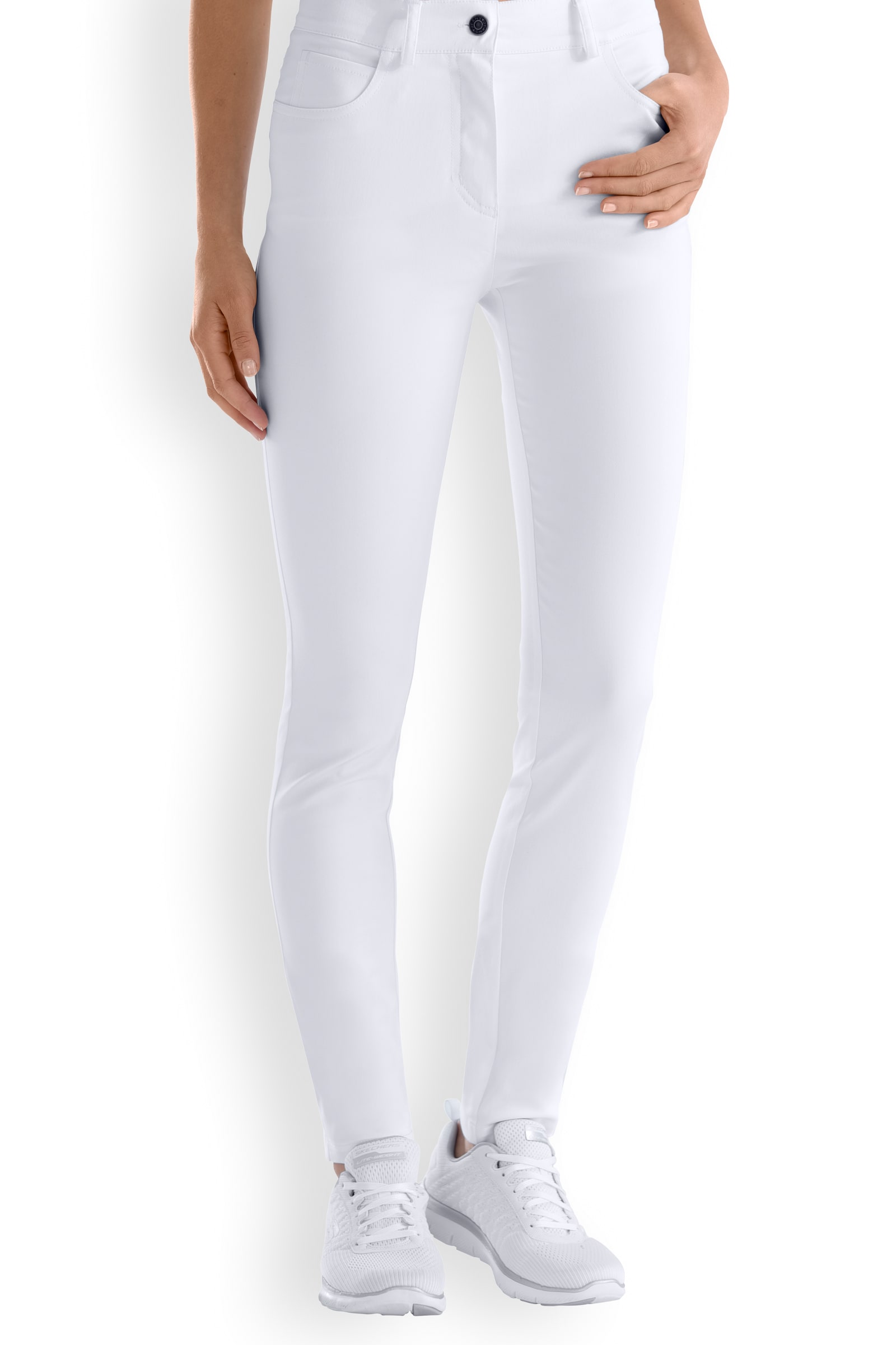 Pantaloni sanitari slim donna bianchi