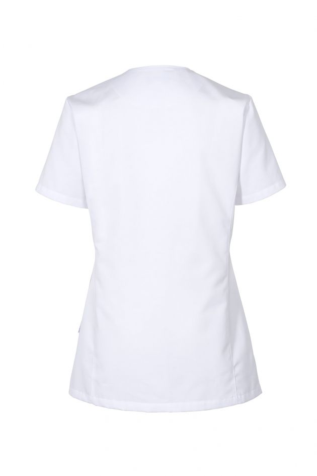 Blusa blanca sanitaria mujer con ribete de color